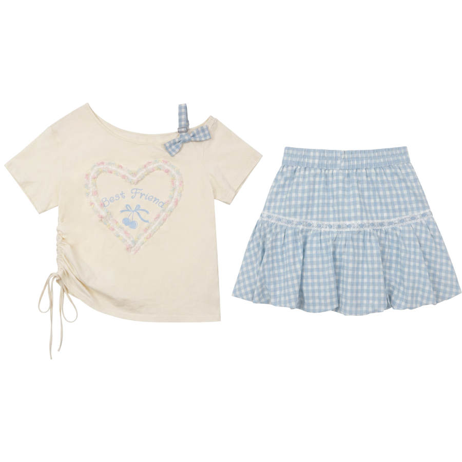 FABRIC PIG Two Piece Skirt Sets Women's Apricot Top+Short Skirt Camisole Thin Short Skirt