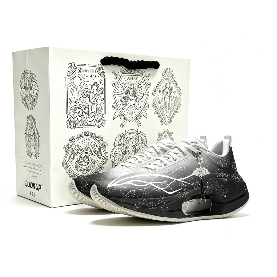 Li-Ning Li Ning Shadow 3 Essential Running Shoes Men's Low Top Black White Gray Gradient Ink Splatter