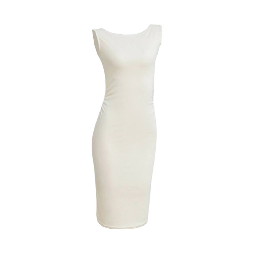 TUSHIFEI Sleeveless Dresses Women's Crew Neck Moderate Midi Dress Bodycon Skirt