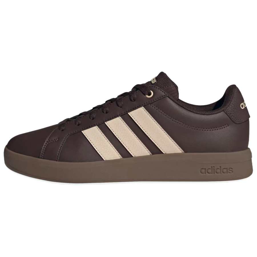 Adidas Adidas GRAND COURT BASE 3.0 Skateboard Shoes Men's Low Top Aurora Coffee/Crystal Linen/Rubber Green