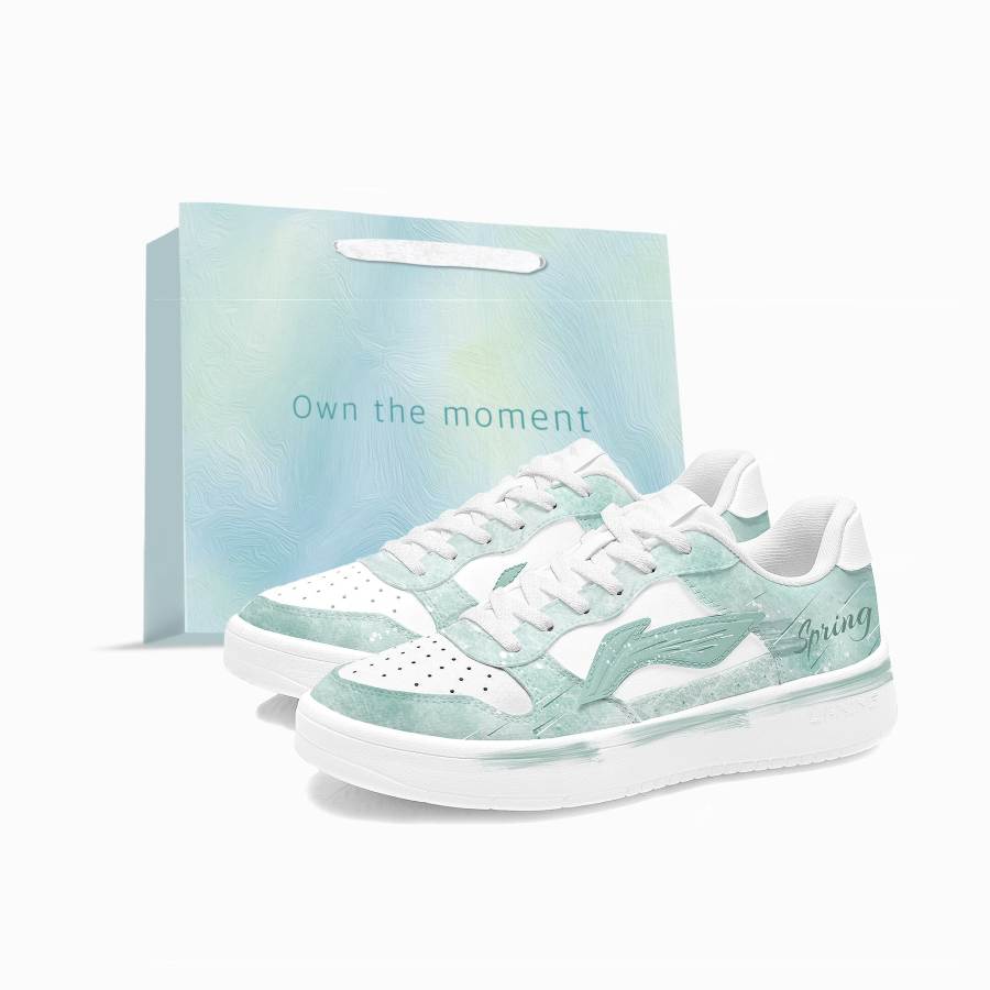 Li-Ning Li Ning Floating Boat Skateboard Shoes Men's Low Top White Green Contrast