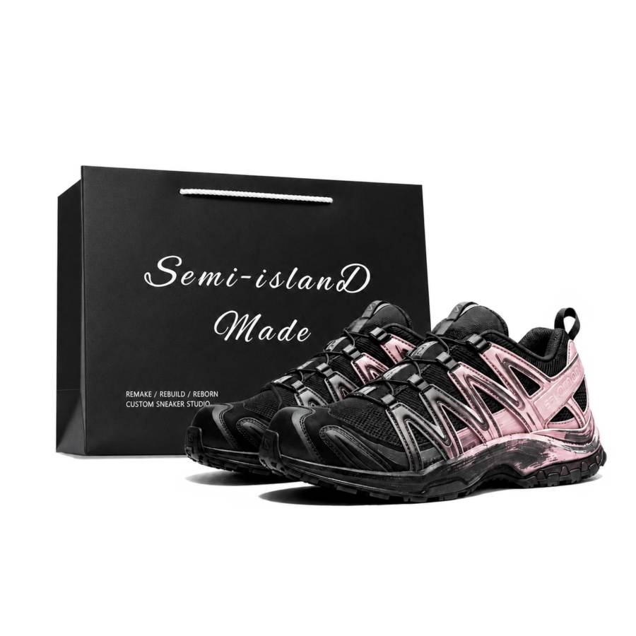SALOMON XA PRO 3D Running Shoes Unisex Low Top Black Pink Gradient Distressed Colorway