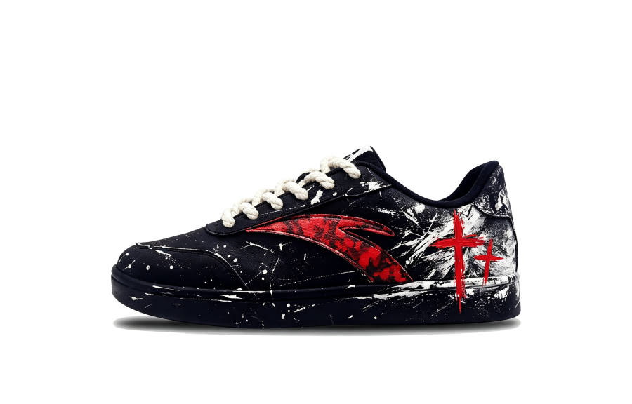 ANTA Active Skateboard Shoes Men's Low Top Black/White/Red