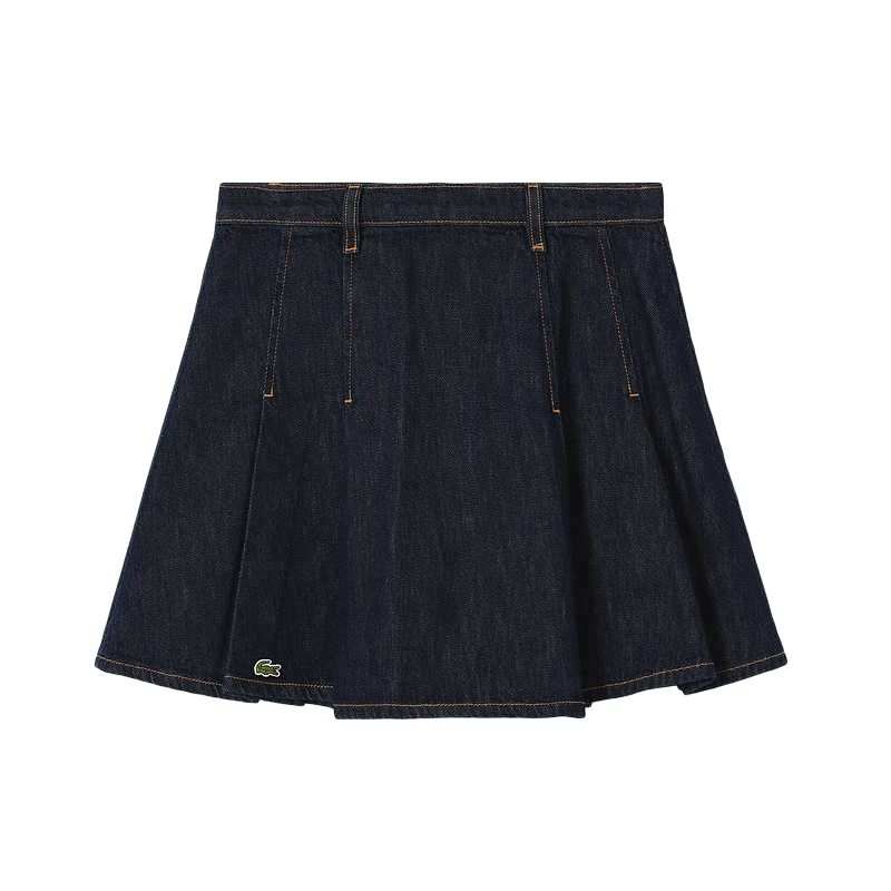 LACOSTE Denim Short Skirts Women's RNE/Dark Blue Moderate Short Skirt Pleated Skirt