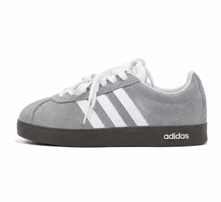 Adidas Adidas Vl Court Classic Skateboard Shoes Women's Low Top Gray White With Brown Base