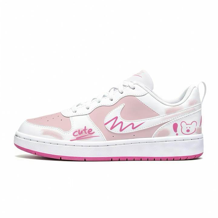 Nike Nike Court Borough Skateboard Shoes Unisex Low Top White Pink Patchwork