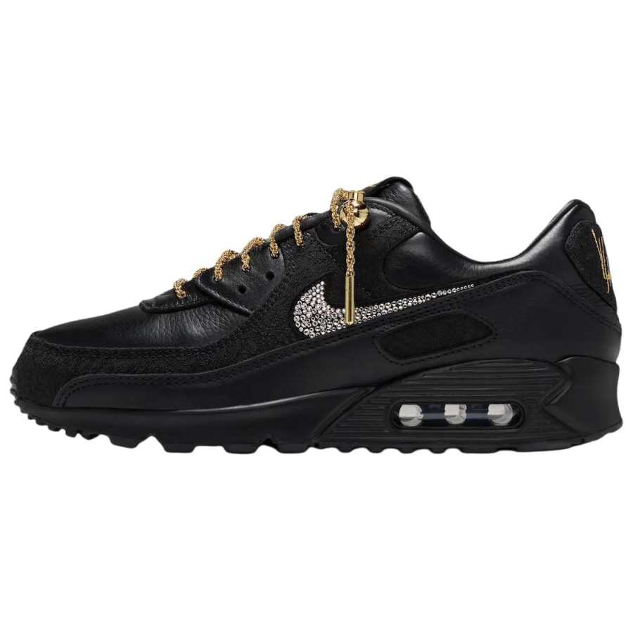 Nike Nike Air Max 90 Running Shoes Unisex Black/Gold Metallic