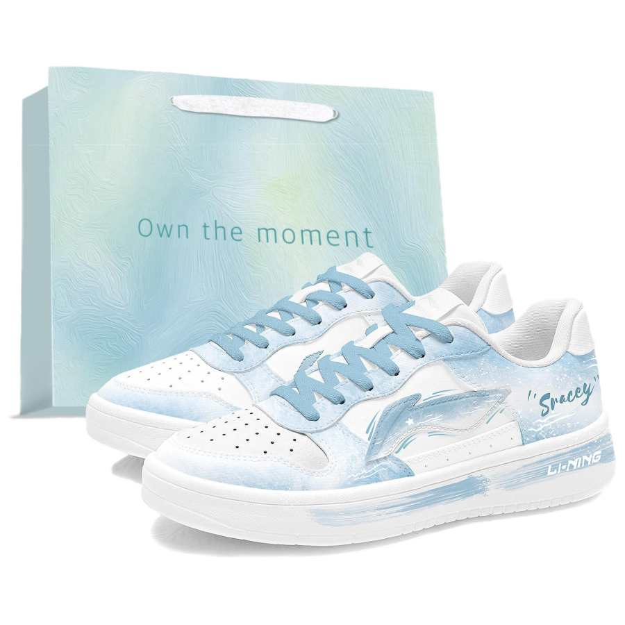 Li-Ning Li Ning Floating Boat Skateboard Shoes Men's Low Top White Blue Gradient Ink Wash Colorway