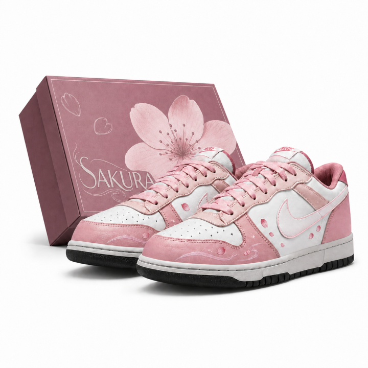 Nike Nike Big Skateboard Shoes Men's Low Top Pink White Color Block Cherry Blossom Theme Colorway