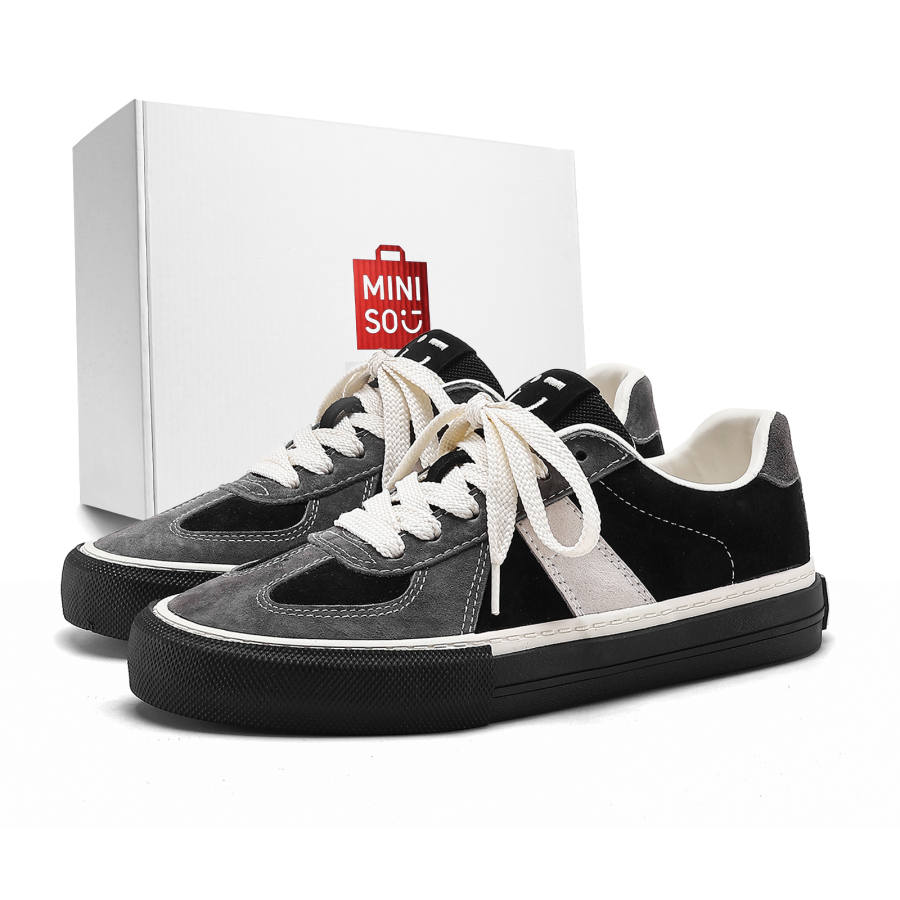 MINISO Skateboard Shoes Unisex Low Top White Gray/Black Gray White/Brown