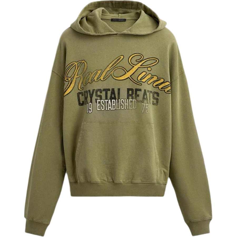 ZARA Sweatshirts Men's Green Hooded Non Detachable Moderate