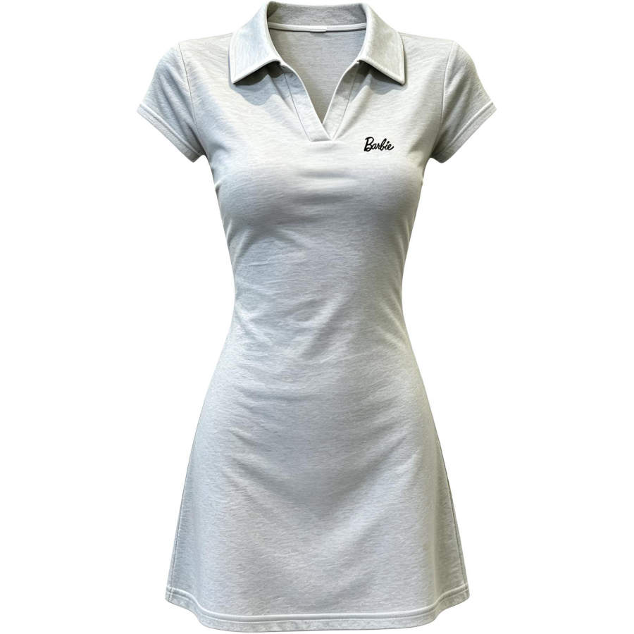 Barbie Short Sleeved Dresses Women's Polo Collar Moderate Short Skirt Other