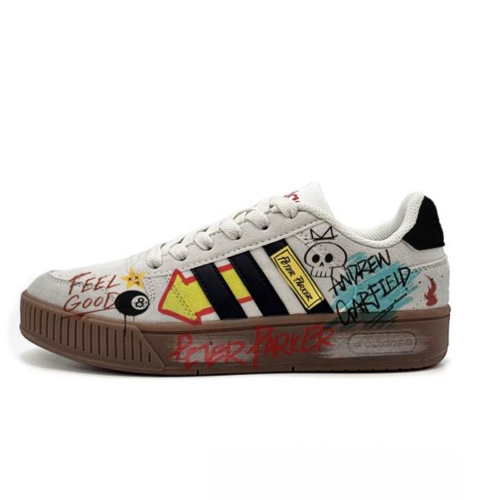Adidas Adidas D PAD Skateboard Shoes Unisex Low Top Ecru Color Block Graffiti Colorway