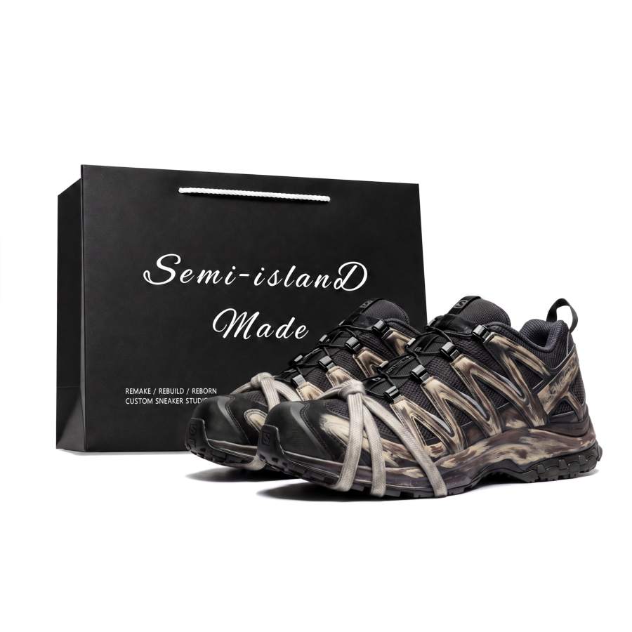 SALOMON XA PRO 3D Running Shoes Unisex Low Top Wasteland Distressed Brown Black Camouflage