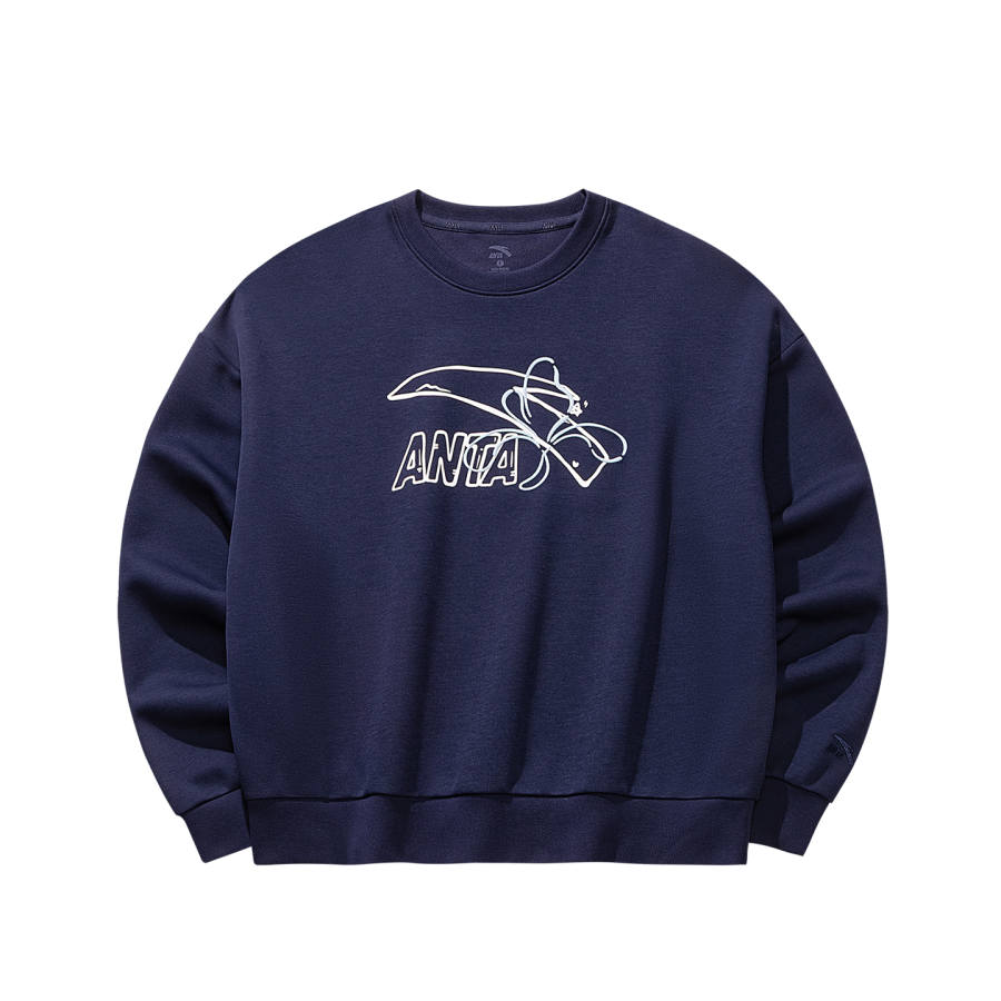 ANTA Sweatshirts Women's Cyan Dark Blue 3 Crew Neck Moderate