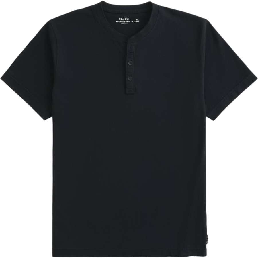 Hollister/ T Shirts Men's Black Henry Collar Thickened