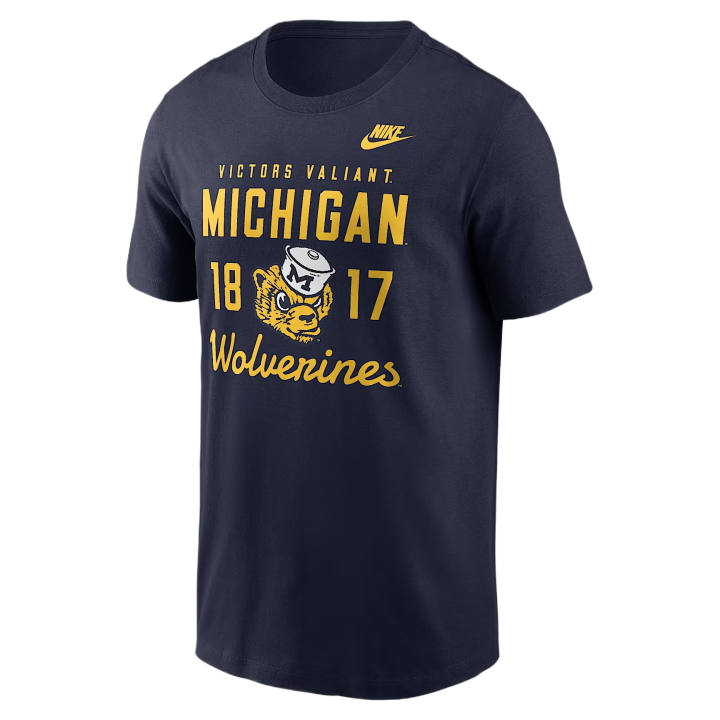 Nike Nike College T Shirts Men's Marine Blue Crew Neck Moderate