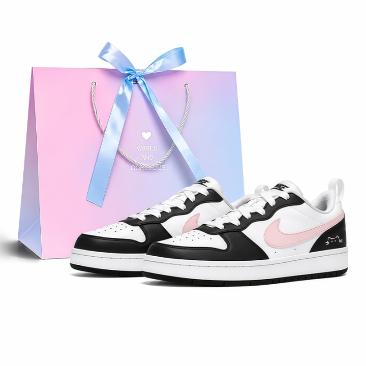 Nike Nike Court Borough Skateboard Shoes Unisex Low Top White Black Pink