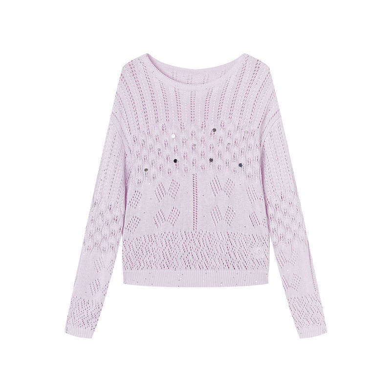 XIANGYING Knitwear Women's Purple Crew Neck Moderate