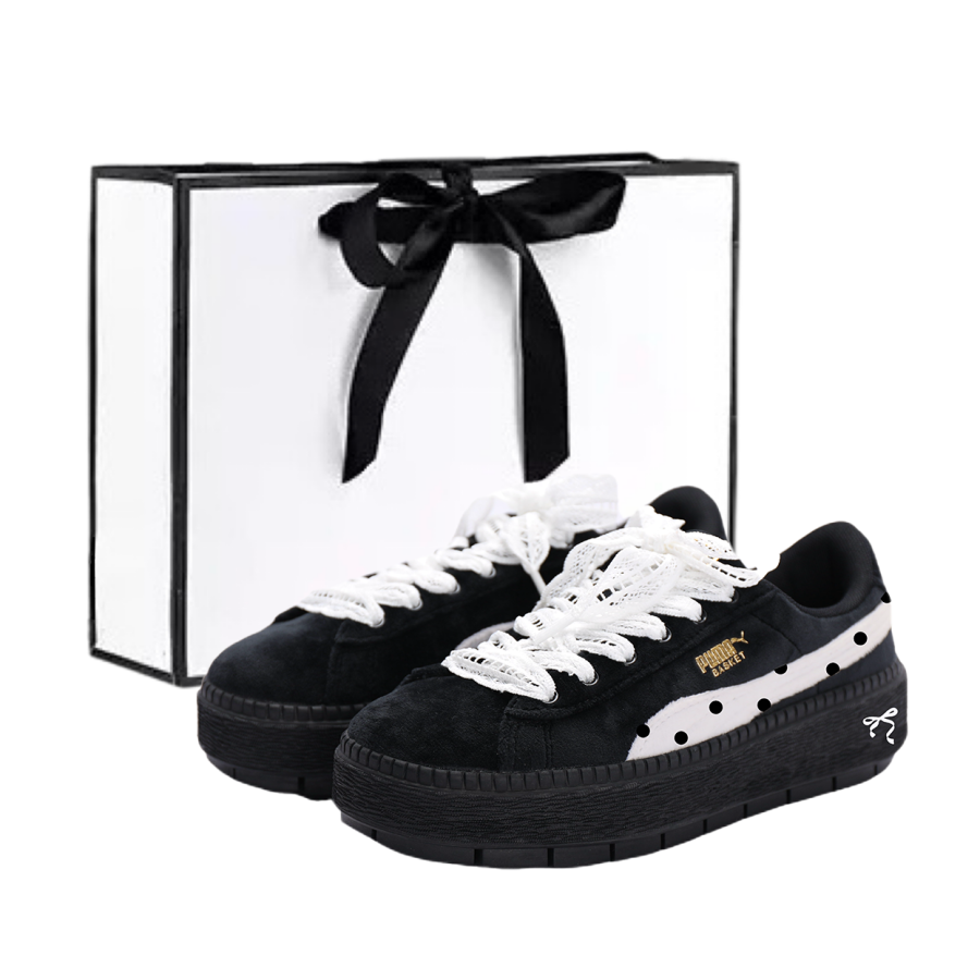 PUMA Platform Trace Skateboard Shoes Women's Low Top Black/White