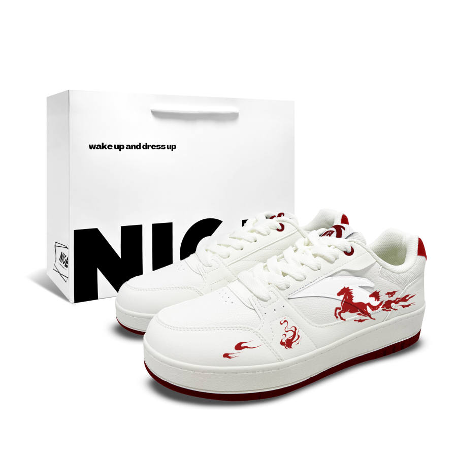 ANTA Original 2 Skateboard Shoes Unisex Low Top White Red Colorway