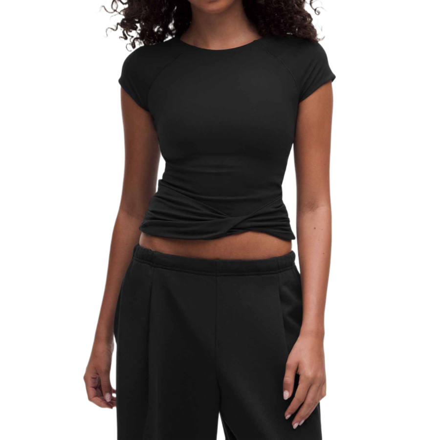 Lululemon T Shirts Women's Black/Blk Crew Neck Moderate