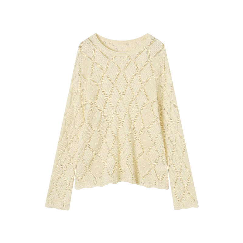 XIANGYING Knitwear Women's Yellow Crew Neck Moderate