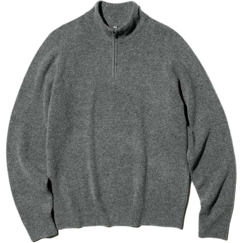 UNIQLO FW26 Knitwear Men's Asphalt Gray Stand Collar Moderate