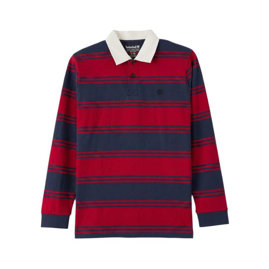 Timberland Polo Shirts Men's Red/Navy Blue Lapel Moderate