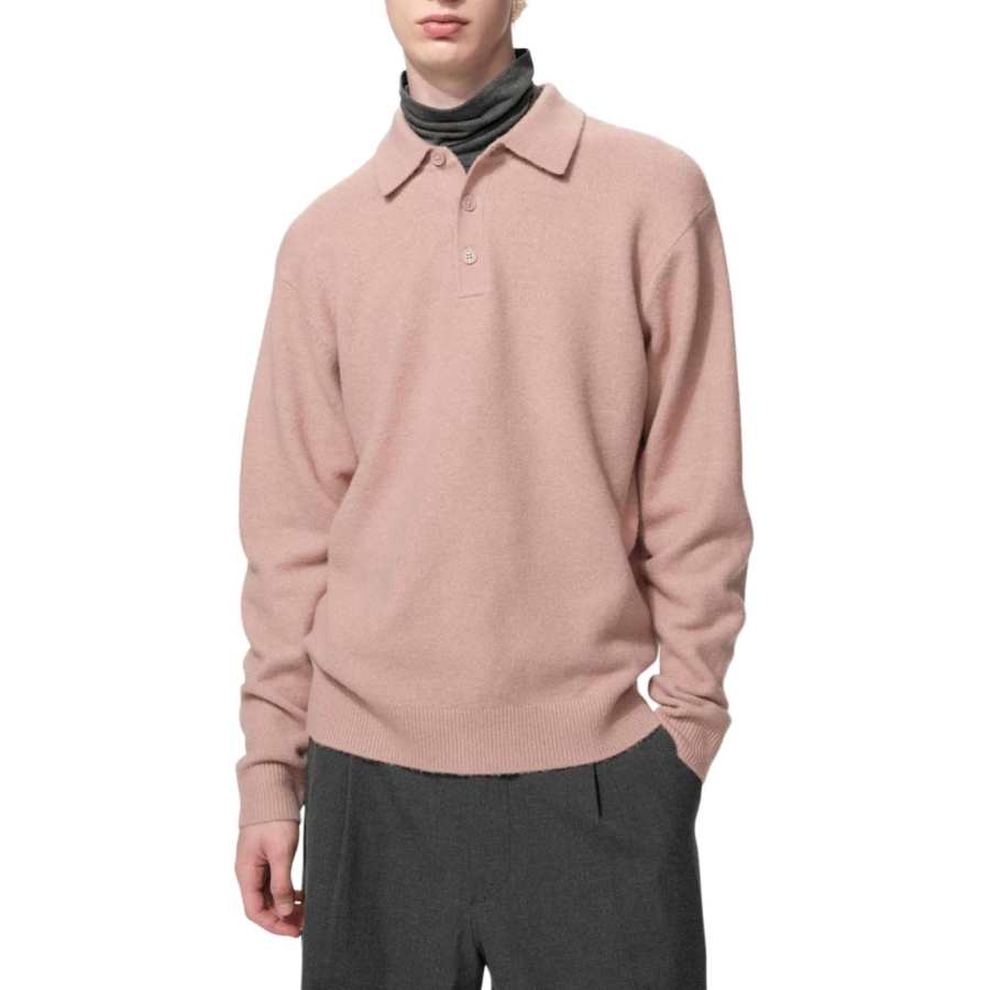 UNIQLO FW26 Polo Shirts Unisex 10 Pastel Pink Polo Collar Moderate