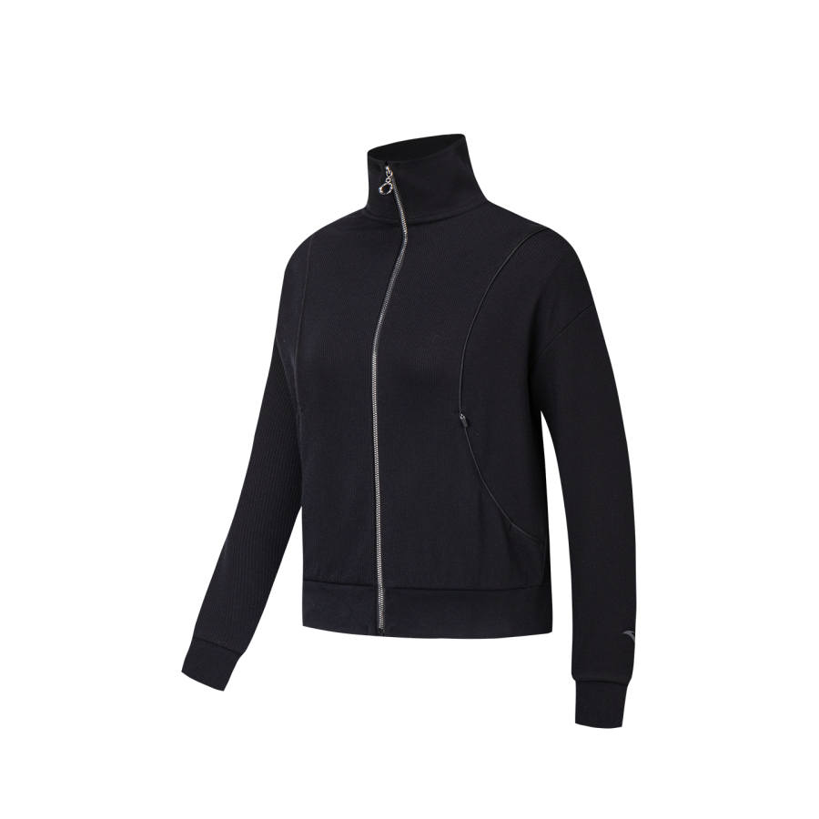 ANTA Knitwear Women's Basic Black 2 Stand Collar Moderate