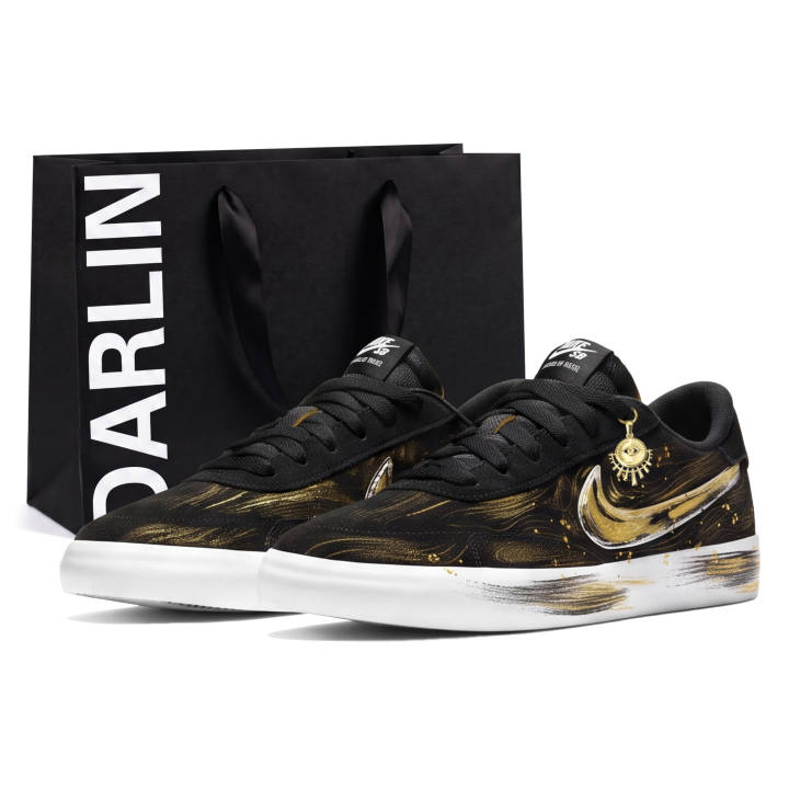 Nike Nike Sb Heritage Vulc Skateboard Shoes Unisex Low Top Black/Gold/White