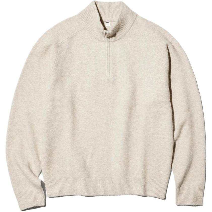 UNIQLO FW26 Knitwear Men's 31 Beige Stand Collar Moderate