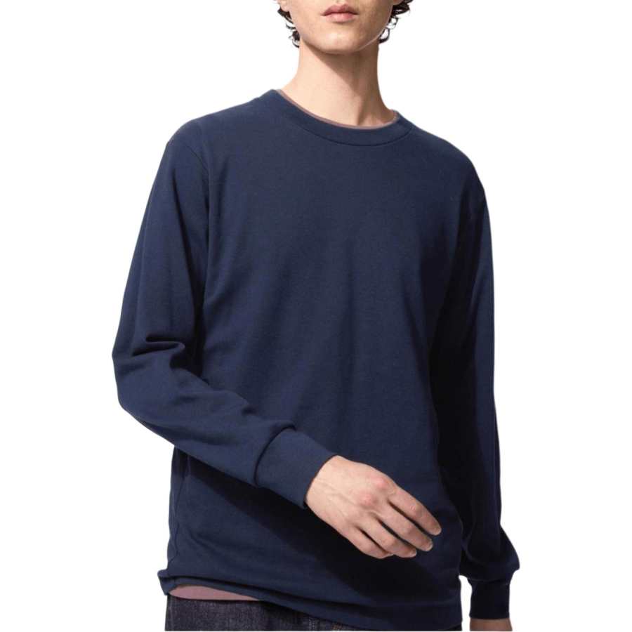 UNIQLO FW26 T Shirts Men's 69 Navy Blue Crew Neck Moderate Straight Fit