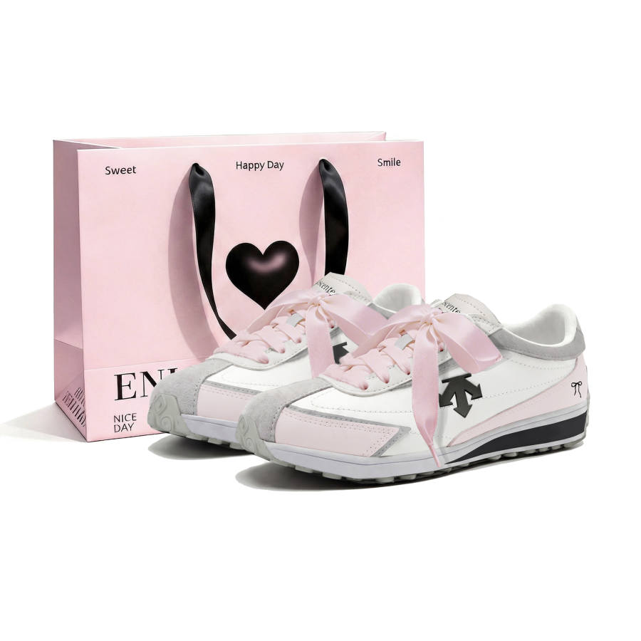 DESCENTE Cron Racer Skateboard Shoes Unisex Low Top White, Gray, Pink