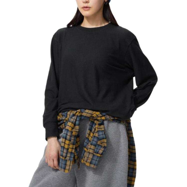 UNIQLO T Shirts Women's Black Crew Neck