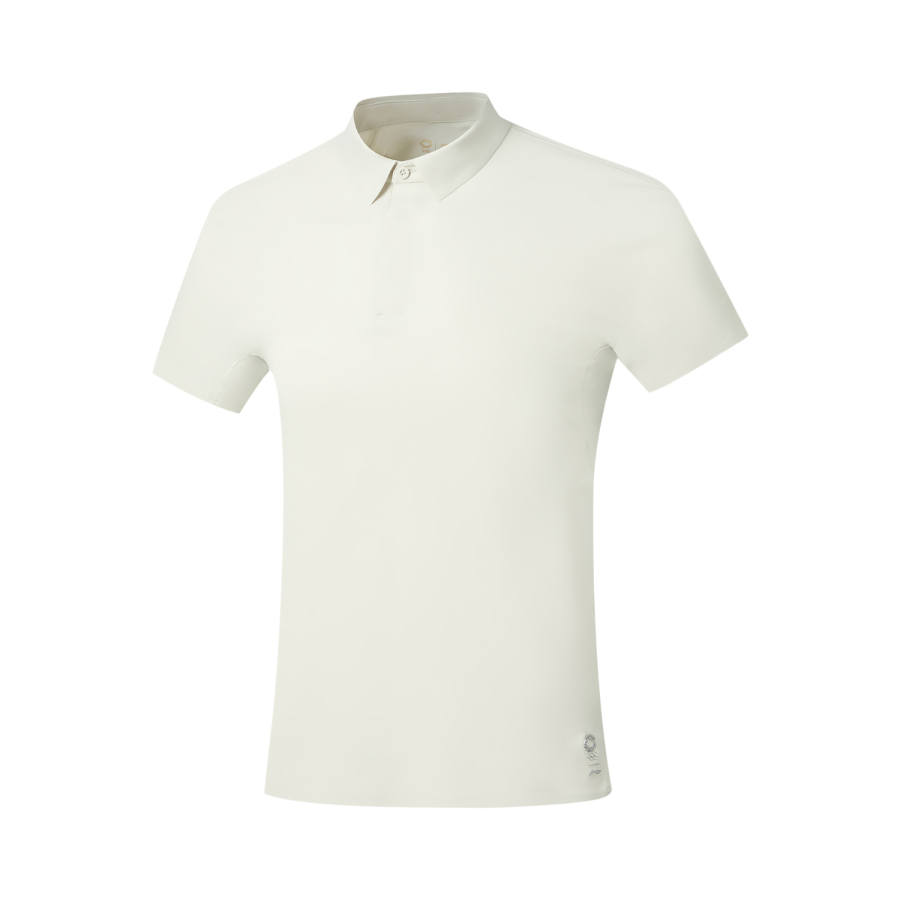 Li-Ning Li Ning Gold Logo | Polo Shirts Men's White Birch Gray Polo Collar Moderate Straight Fit