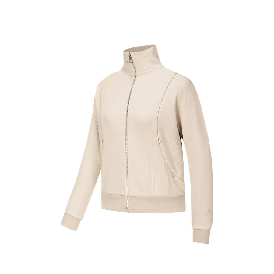 ANTA Knitwear Women's Cloud Blossom Gray 1 Stand Collar Moderate