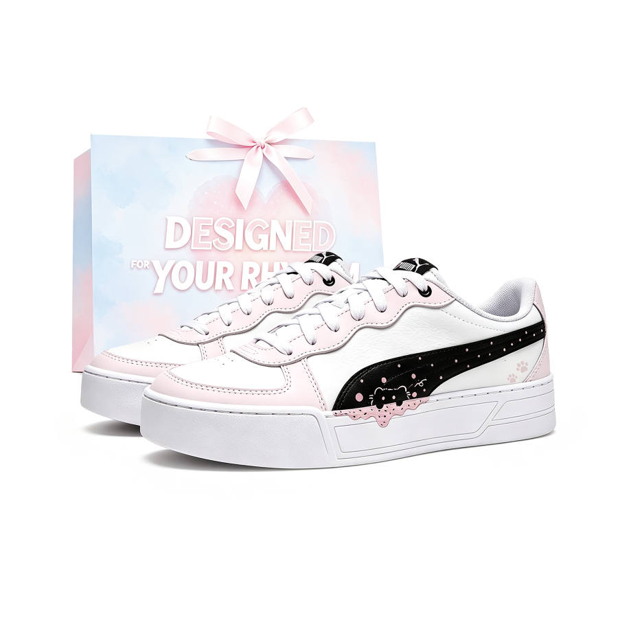 PUMA Skye Skateboard Shoes Women's Low Top Pink White