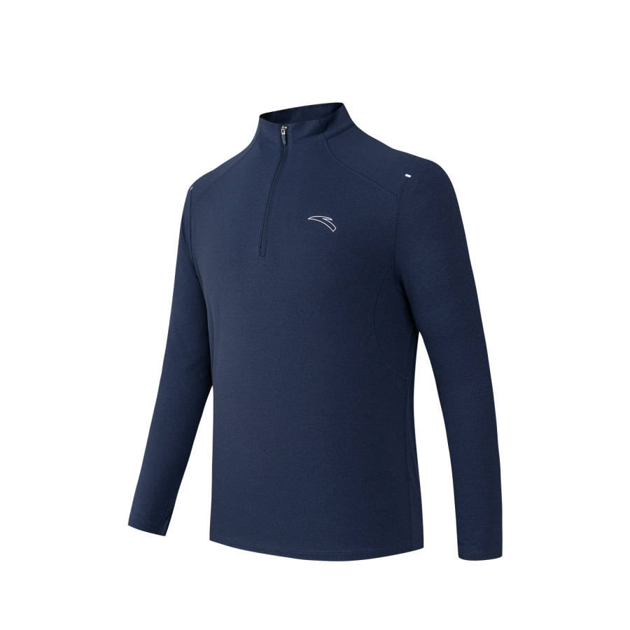 ANTA Running Collection Knitwear Men's Harbor Blue 1 Stand Collar Moderate