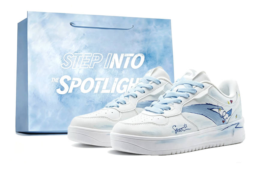 ANTA Easy Skateboard Shoes Unisex Low Top White Blue Shopping Bag
