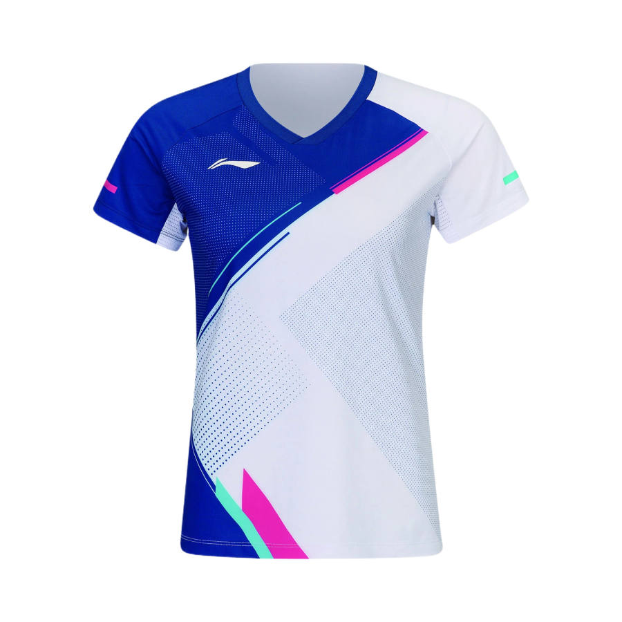 Li-Ning Li Ning Badminton Collection T Shirts Women's White V Neck Moderate