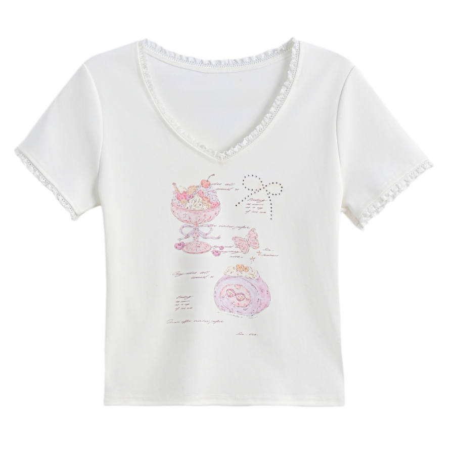 SNBL SNBL T Shirts Women's White V Neck Moderate