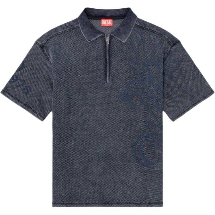 DIESEL Polo Shirts Men's Dark Gray Polo Collar Moderate Straight Fit