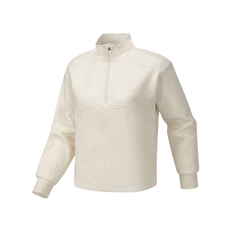Skechers Sweatshirts Women's Oat Beige Apricot 0601 Stand Collar Moderate