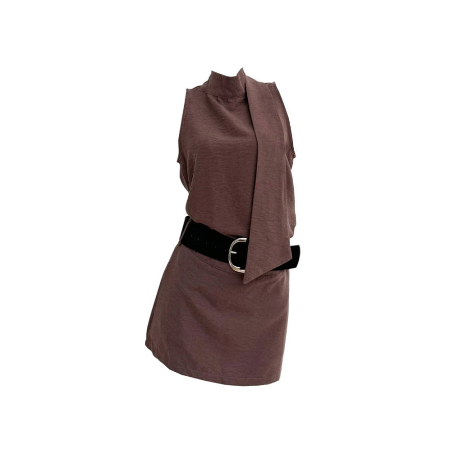 TUSHIFEI Two Piece Skirt Sets Women's Stand Collar Moderate Short Skirt