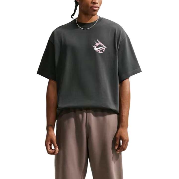 Nike Nike Solo Swoosh T Shirts Men's Anthracite Crew Neck Moderate