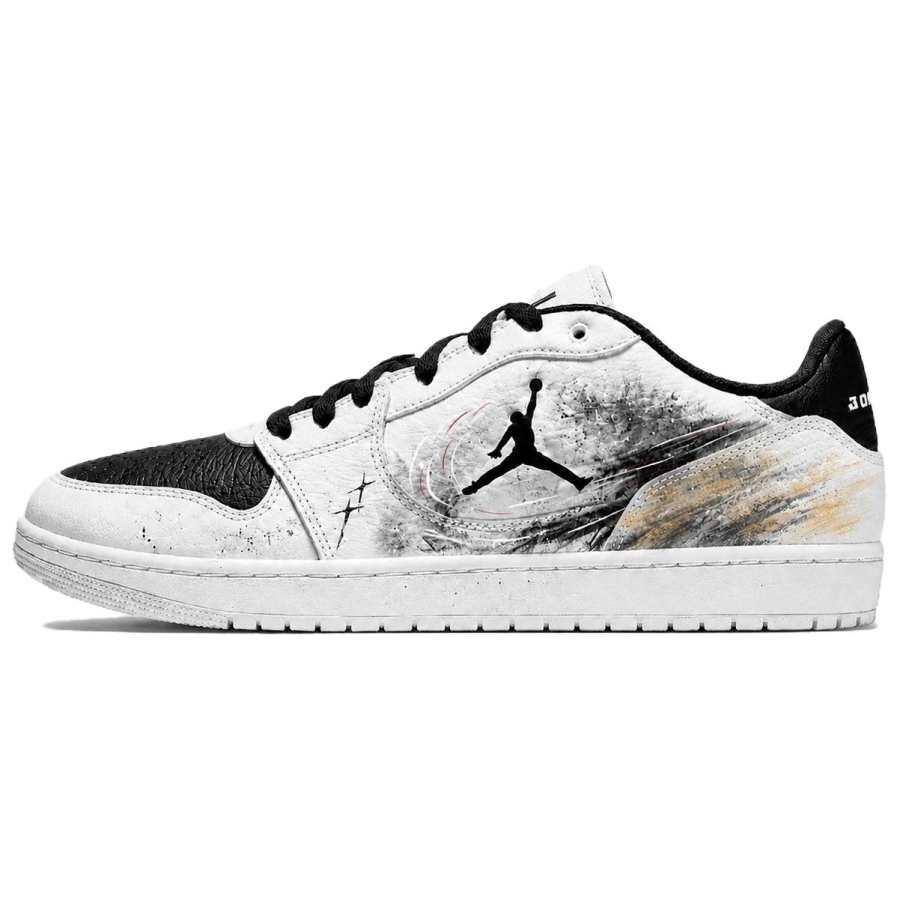 Jordan Jordan COURT CONNECT Skateboard Shoes Men's Low Top Black White Gold Ink Wash Style