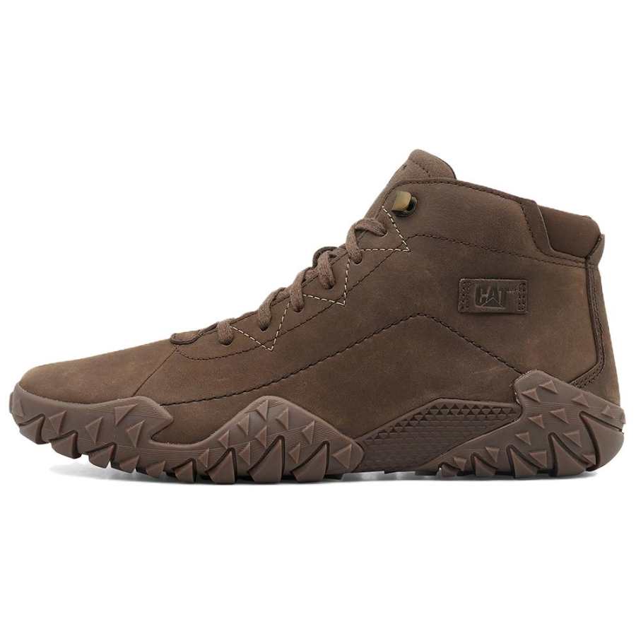 CAT Casual Leather Shoes Men's High Top Black