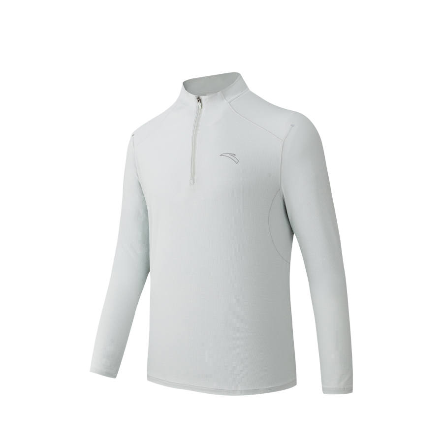 ANTA Running Collection Knitwear Men's Clear Mist Gray 3 Stand Collar Moderate